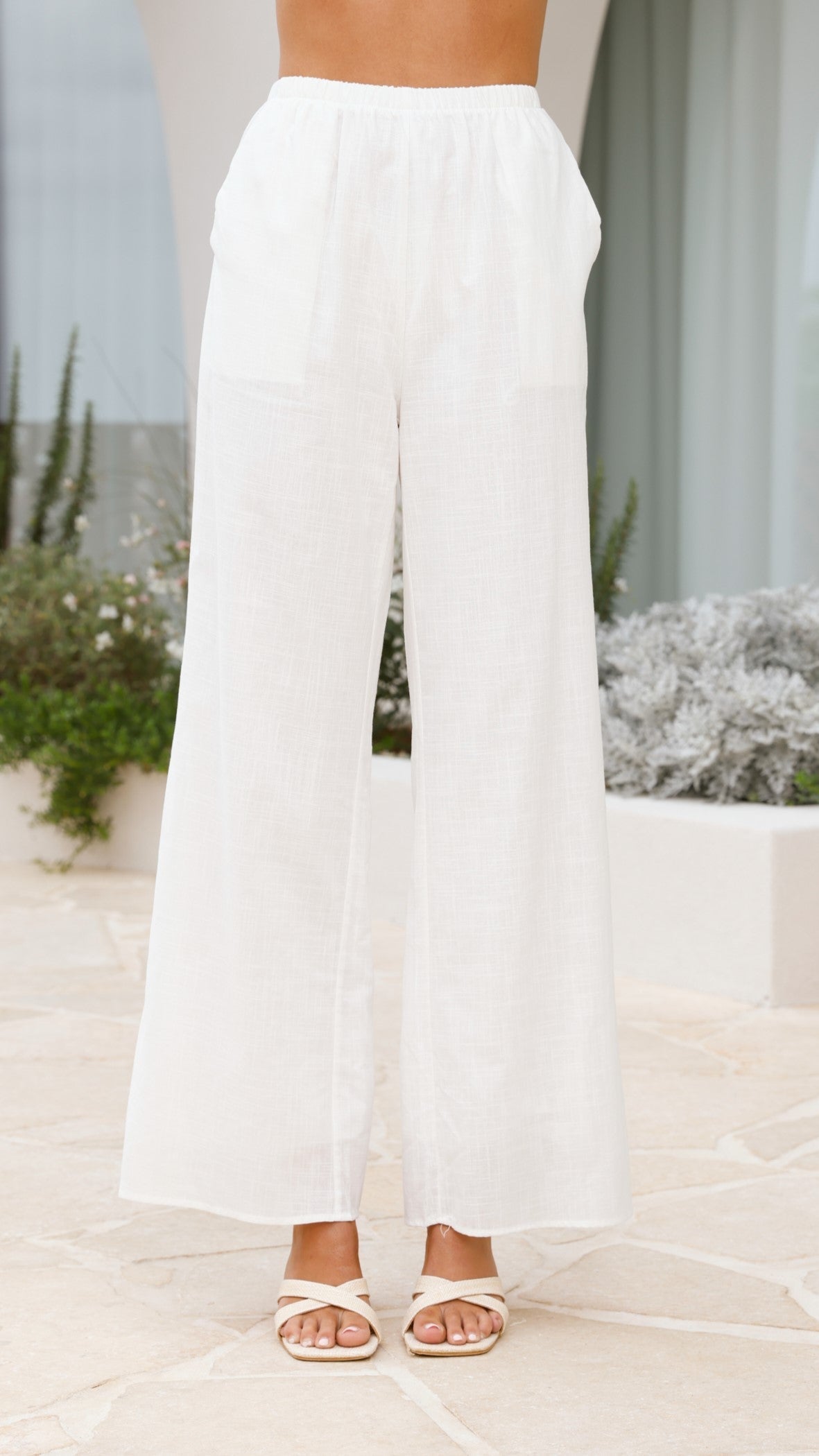 Liana Off Shoulder Top & Pants Set - White