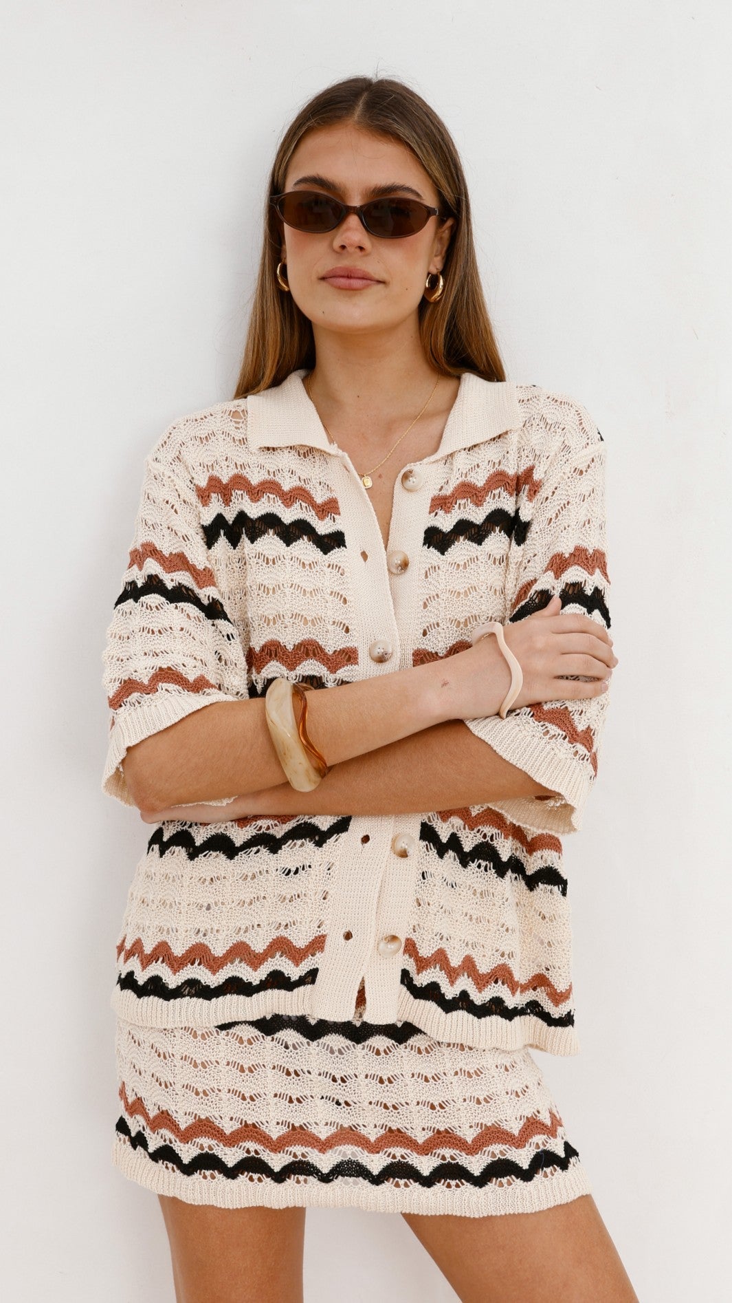 Greta Mini Skirt - Natural Stripe