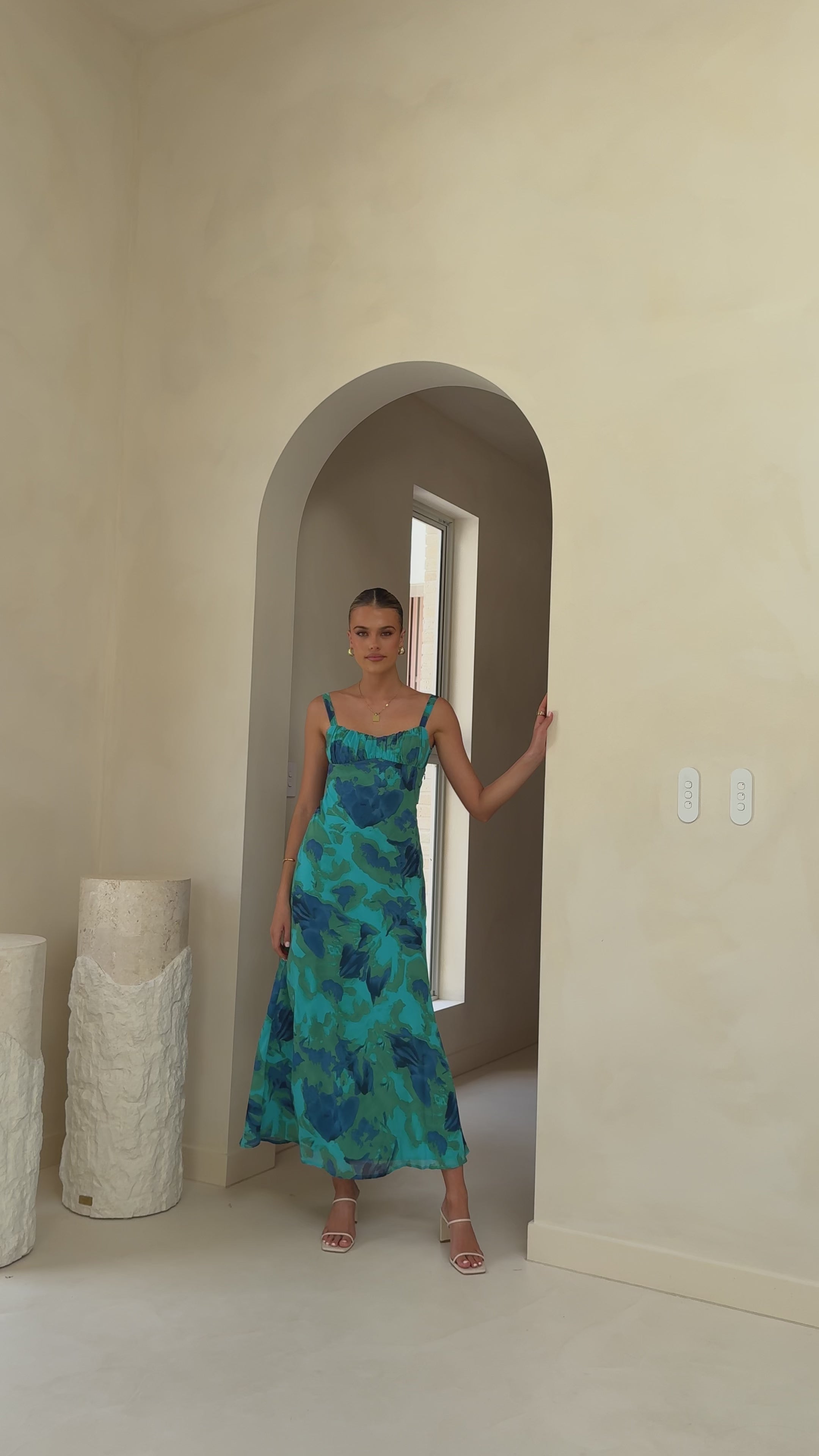 Margo Midi Dress - Blue/Green Floral